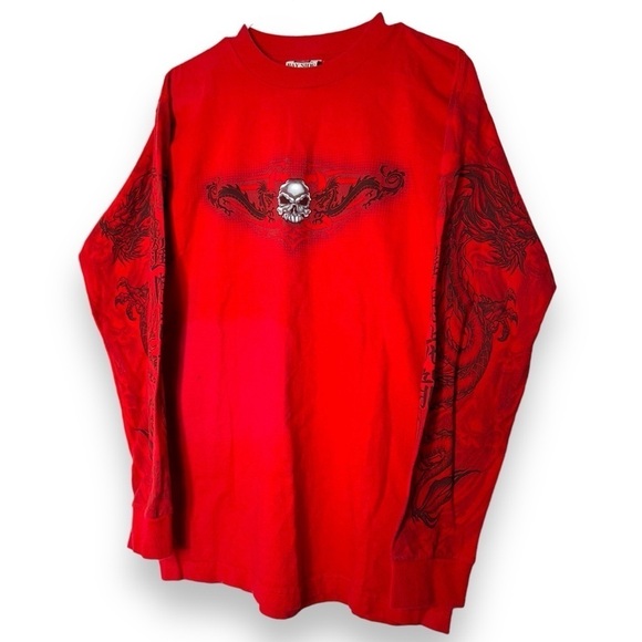 VTG Y2K jnco like long sleeve skulls & dragon graphics on sleeves - Picture 1 of 7